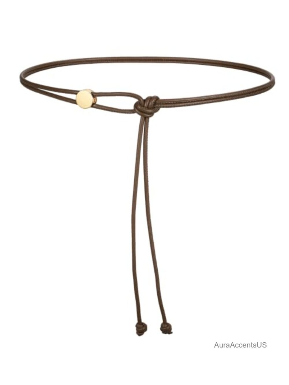 Women's Skinny Rope Belt Vegan Leather Tie Waist Dress Belt Gold Slider